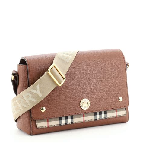 burberry note medium leather & vintage check crossbody bag|my burberry notes.